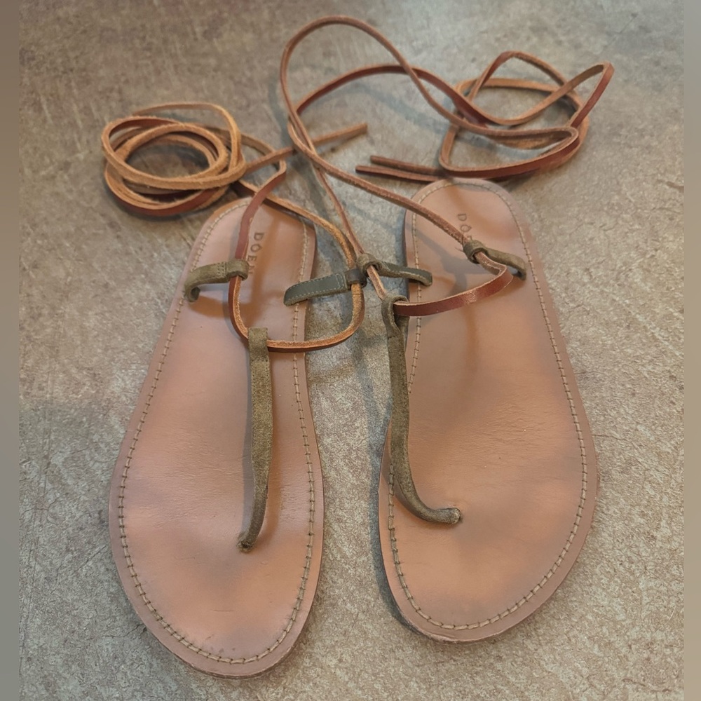 Doen Tan and Brown Leather Sandals